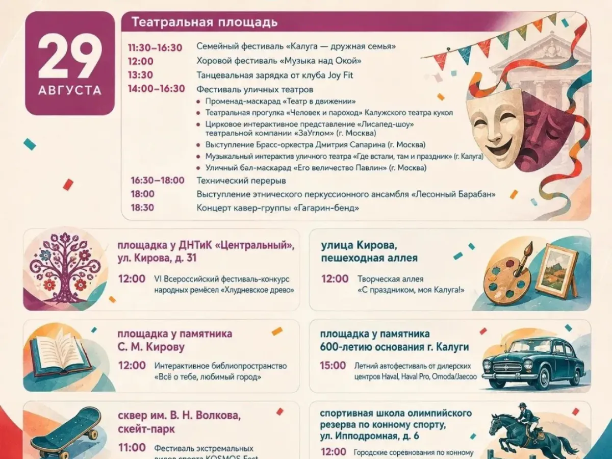Город Калуга отметит 655-летие серией праздников